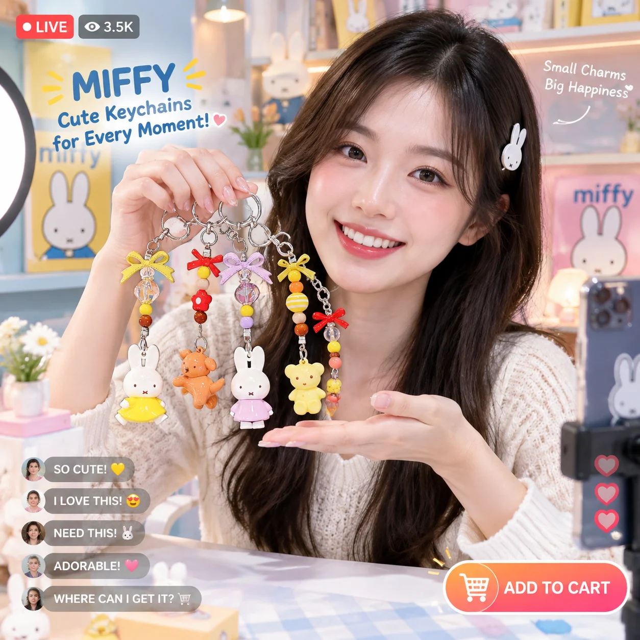 MIFFY Plush Keychain Bunny Pen - Fashion Backpack Women review and price